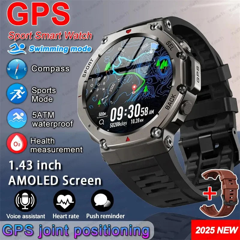 New T-Rex3 GPS Smart Watches 2025 for Xiaomi IOS Military Smartwatch Men 10ATM Waterproof 170 Sport Modes Built-in GPS BT Call