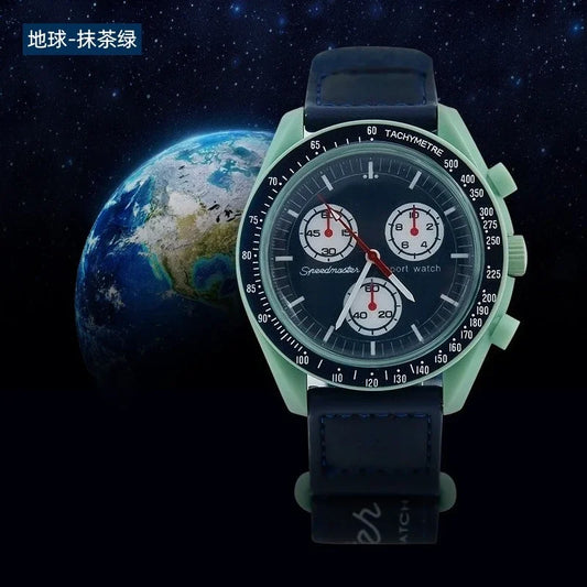 Fashion Trend Women's Watch Swatch Black Snoopy Luxury Brand Men's Watch Plastic Case Timing Moon Exploration Planet Watch