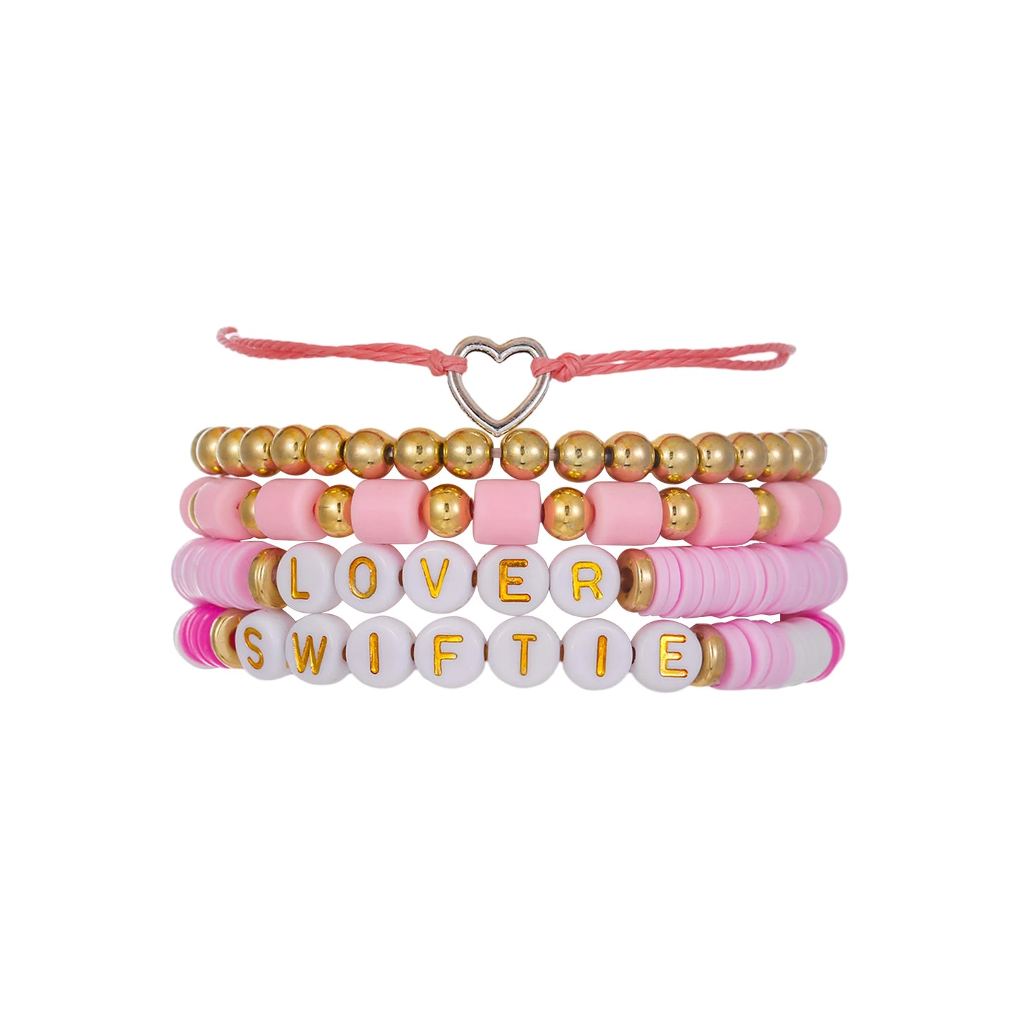 New In Simple Colorful Polymer Clay Smiling Face Love Pearl Bracelet Set Emotional Bracelet for women scene vintage jewelery