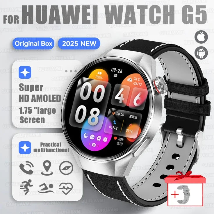 2025 New For HUAWEI Watch G5 PlUS Smart Watch Men 1.75" HD AMOLED Screen GPS track Heart Rate Bluetooth Call Compass SmartWatch