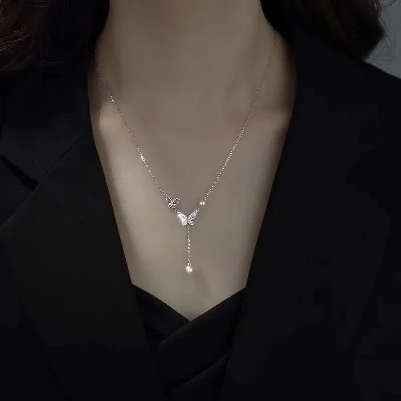 New Black Crystal Beaded Double Layer Necklace for Women Personalized Fashionable Daily Accessories Party Jewelry Birthday Gifts