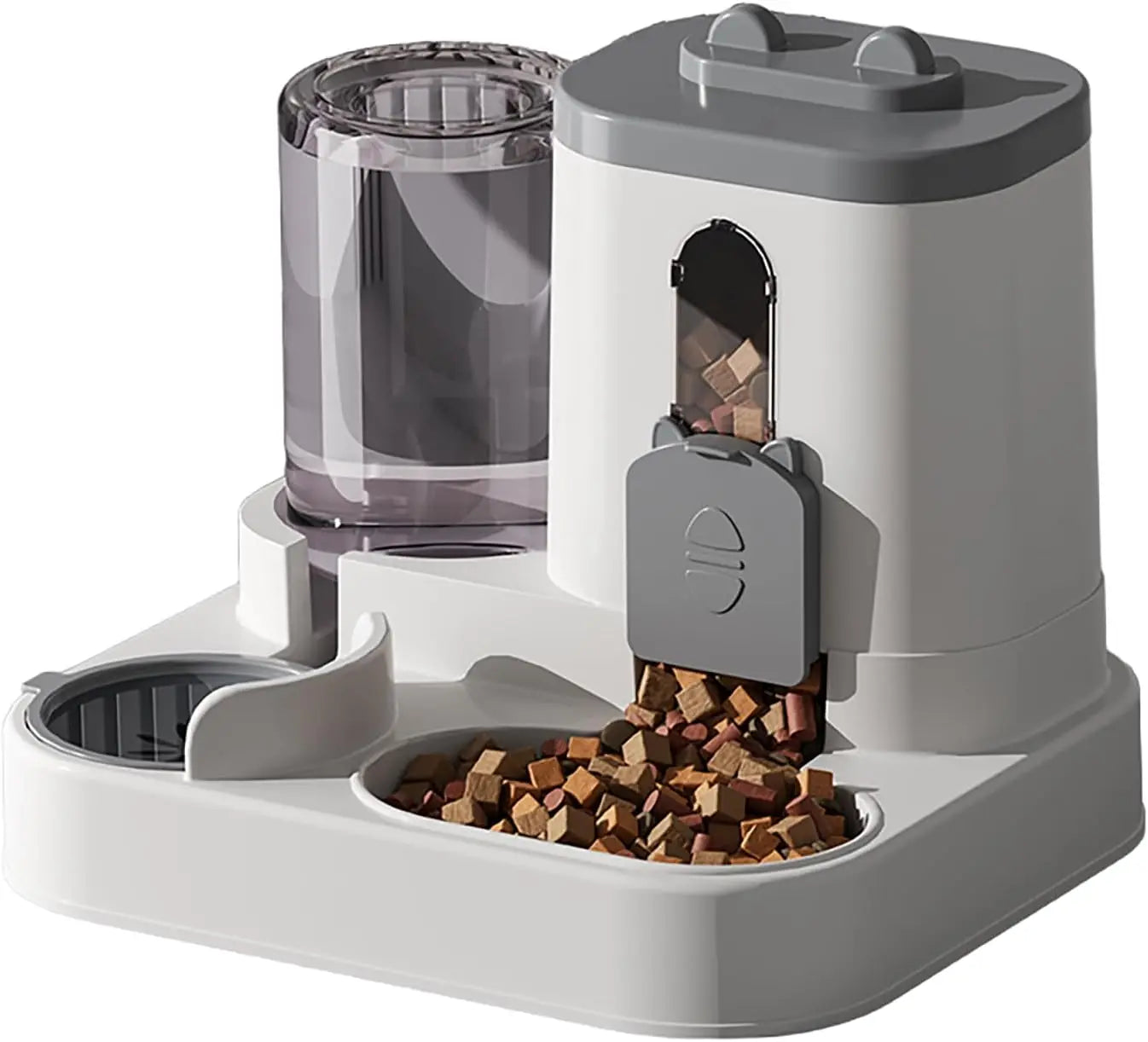 1.6L+0.8L Automatic Pet Feeder and Water Dispenser Combination Large Capacity Wet and Dry Separation Design Cat Dog Food Bowl