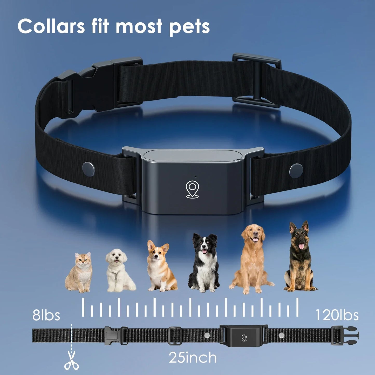 4G GPS Pet Tracker for Dogs Cats Waterproof GPS WIFI Location & Smart Activity Tracker Fashionable neck collar for iOS Android