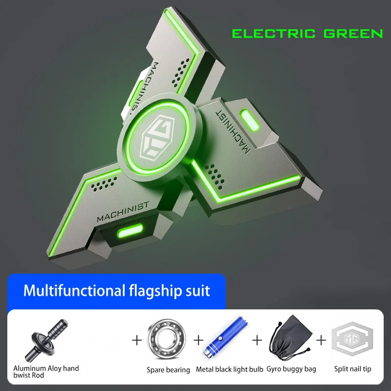 New Technology Smart Black Technology Fidget Spinner Metal Alloy Gyro Luminous Hand Stress Relief Toy Boy Adults Birtday Gifts