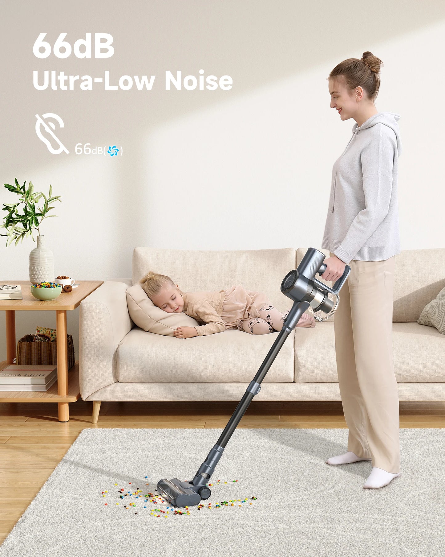 Lubluelu 30000Pa Cordless Vacuum Cleaner Powerful Suction Wireless Vacuum Cleaner Anti-Tangle Vacuum for Hard Floor Pet Hair