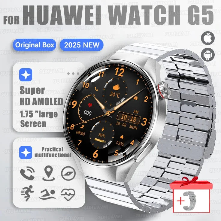 2025 New For HUAWEI Watch G5 PlUS Smart Watch Men 1.75" HD AMOLED Screen GPS track Heart Rate Bluetooth Call Compass SmartWatch