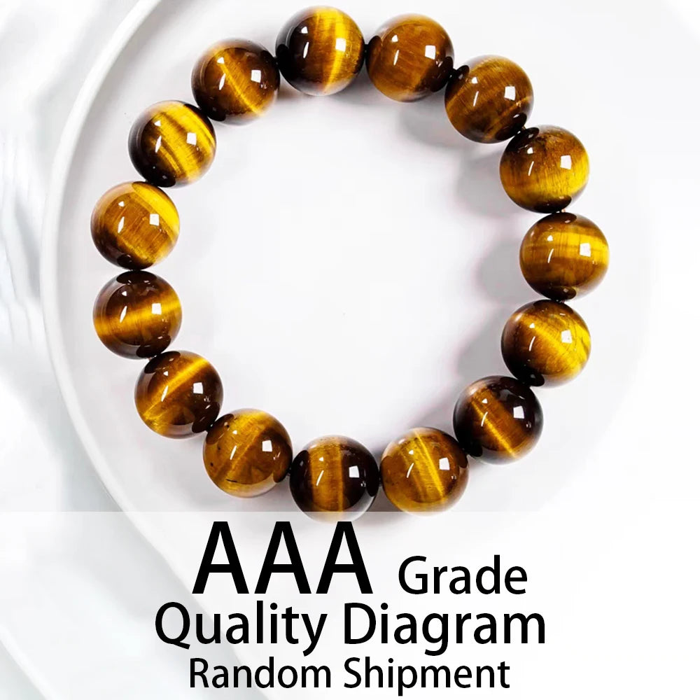 Natural Tiger Eye Stone Bracelet Men and Women Natural Stone Jewelry Healing Buddha Elastic Rope Couple Crystal Bead Bracelet