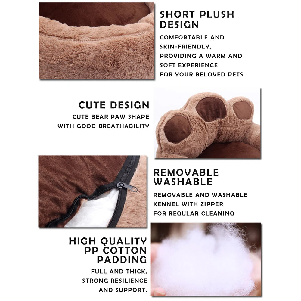 Super Soft Pet Nest for Large Medium Small Dogs Cats in All Seasons Removable Water Washing Dog Kennel Bear Paw Safety Pets Pad
