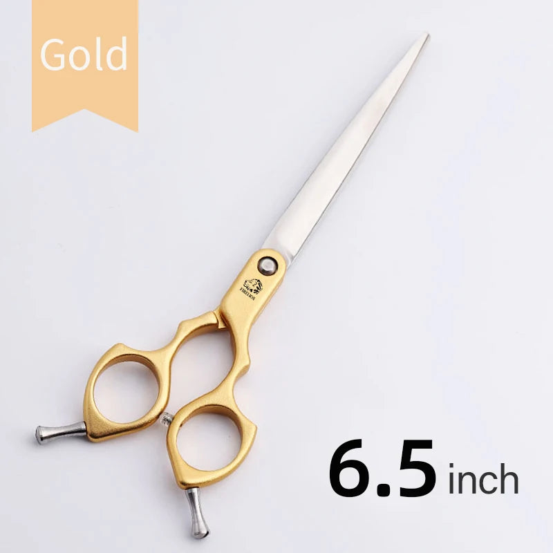 FIRELION Professional 440C 6.0/6.5 Inch Colorful Dog Grooming Scissors Pet Curved Scissors for Cutting Dogs Hair