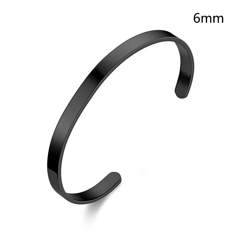 Hot sell 6/8mm Glossy Stainless Steel Personalized Bracelets for Women Lover Double Side Engraved Custom Family Name Cuff Gifts