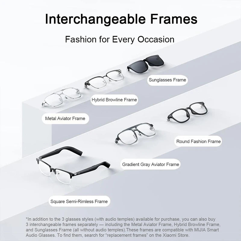 XIAOMI MIJIA Smart Audio Glasses Joyful Edition,Bluetooth 5.2 Headset,Detachable,Long Standby,2h Flash Charge,Anti-leakage Sound