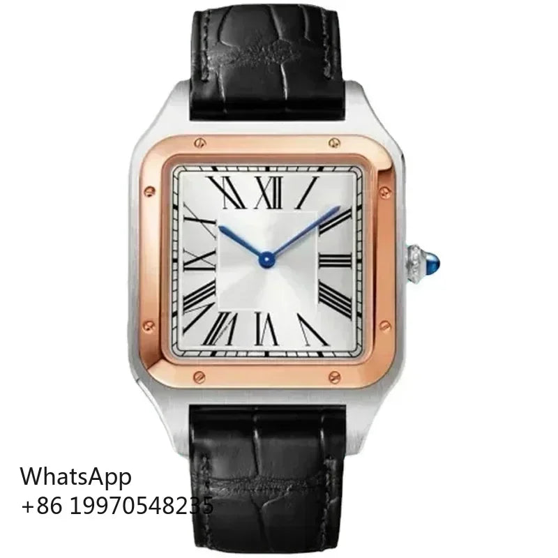 Men's High-Quality Automatic Mechanical Watch Stainless Steel Brown Leather Band Luminous Hands Big Pilots Style in Blue/Green