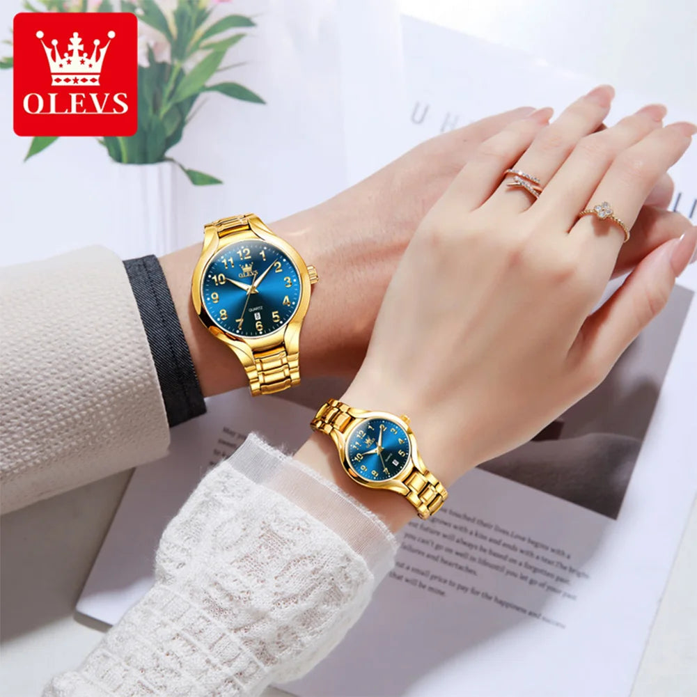OLEVS 3650 Men Ladies Watch Original Luxury Quartz Watch Waterproof Luminous calendar Stainless Steel Men's brand watches