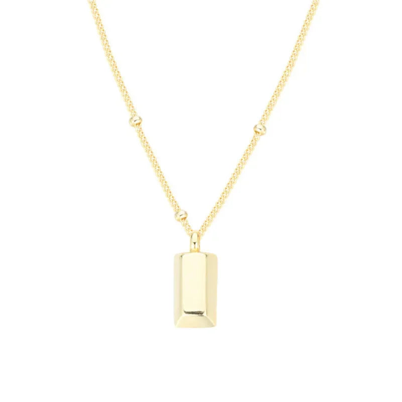 New Simple Small Golden Nugget Metal Texture Pendant Necklace for Women Fashionable Daily Accessory Party Jewelry Birthday Gifts