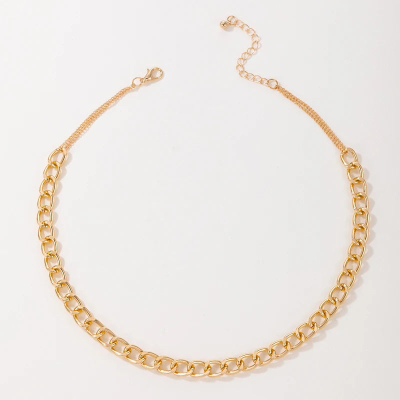 Tocona Punk Gold Color Chain Choker Necklace Trendy Hollow Geometric Alloy Metal Sweater Party Bohemain Jewelry for Women 17073