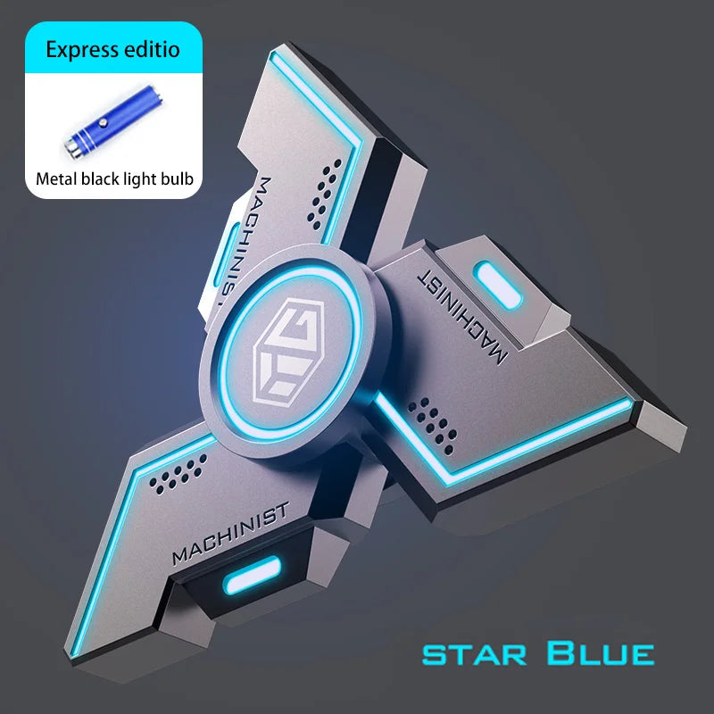 New Technology Smart Black Technology Fidget Spinner Metal Alloy Gyro Luminous Hand Stress Relief Toy Boy Adults Birtday Gifts
