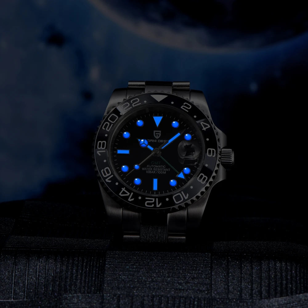 PAGANI DESIGN 2024 40MM GMT Mechanical Wristwatch Sapphire Ceramic Bezel Automatic Watch Stainless Steel 100M Waterproof Watch
