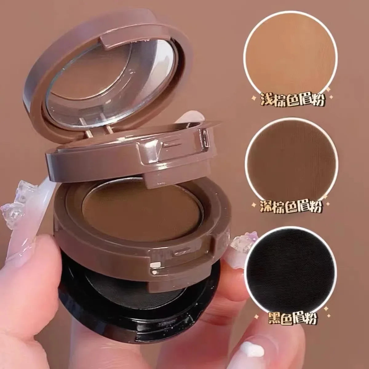 Macaron Three-layer Eyeshadow New Pearlescent Matte Flash Contouring Earth Tone Band Mirror Nose Profile 3-in-1 Makeup Palette