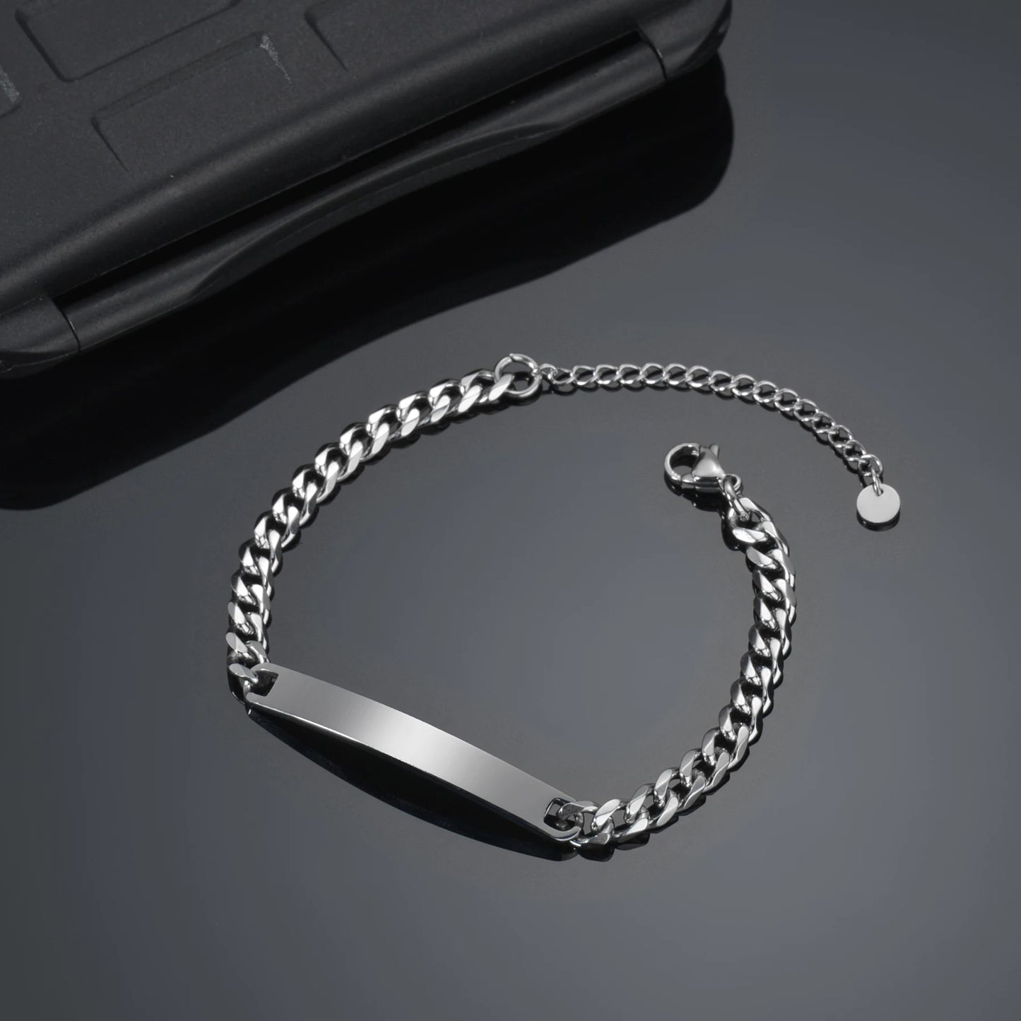 Stainless Steel Engrave Name Bracelet For Men Personalized Nameplate Date DIY Bracelets For Male Boy Jewelry Birthday Gift