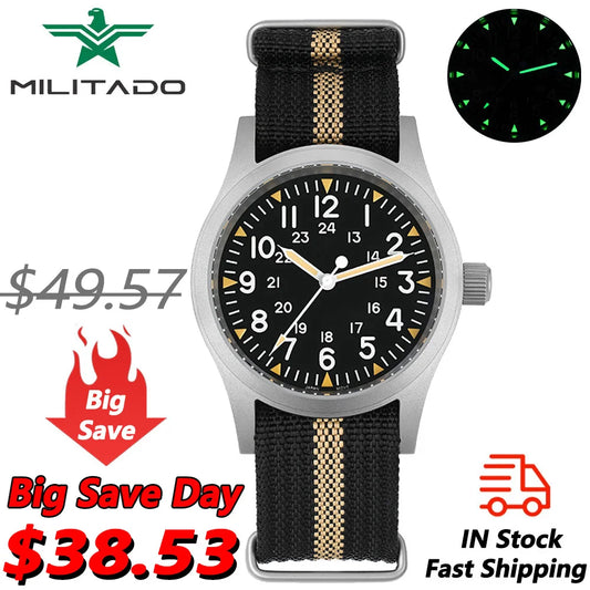 Militado ML05 38mm Vintage Field Watch – Sapphire Crystal