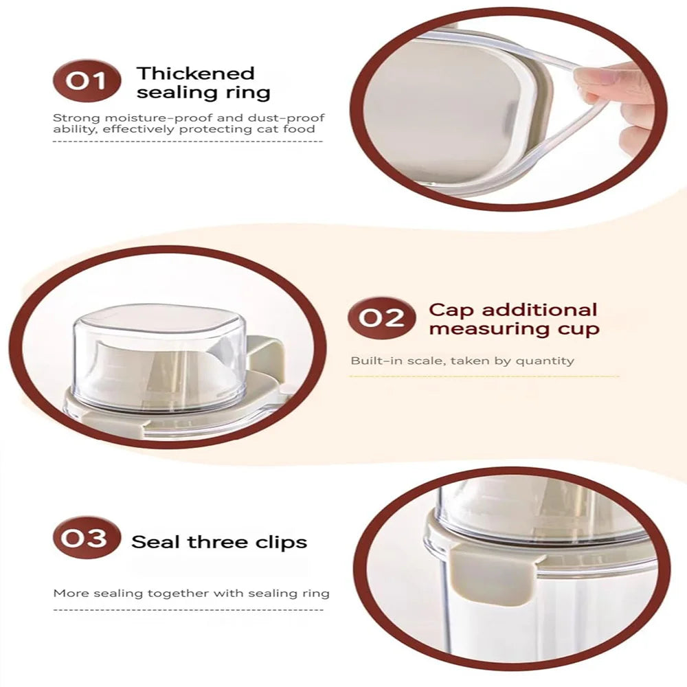 Pet food sealed bucket cat and dog food storage tank freeze-dried anti mold storage box large capacity transparent storage tank