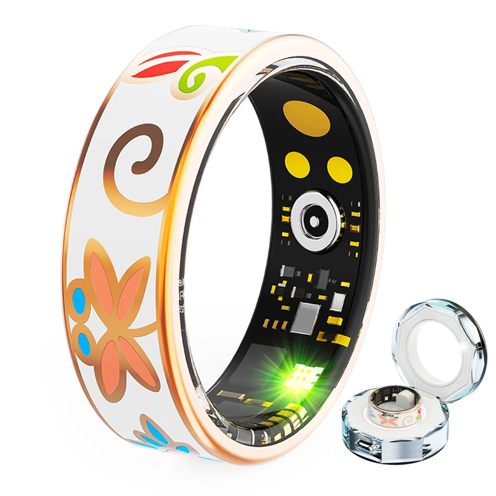 Color Enamels Craftsmanship Smart Ring for Women Sleep Monitoring Blood Oxygen Measurement Blood Pressure Multi-sports Modes