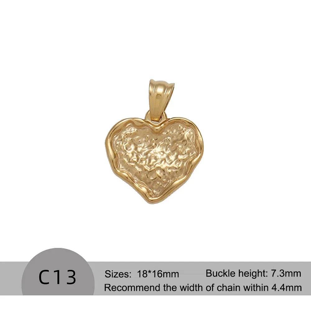 RHYOSNG Vintage Jewelery Stainless Steel 18K PVD Plated Golden Charm Round Portrait Key Moon Only Pendant For Women DIY Necklace