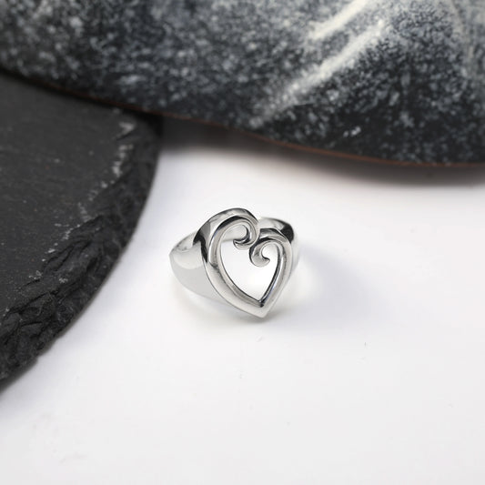 R022 Authentic 925 Pure Silver Classic Love Closed Ring Mother's Love Ring
