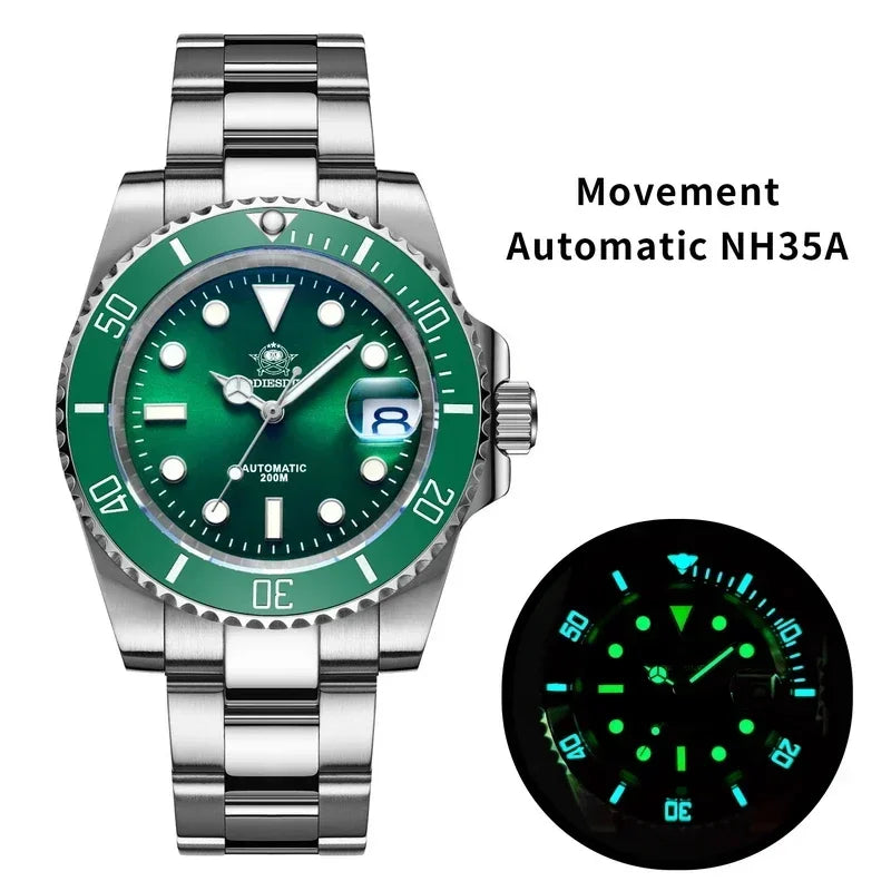 ADDIESDIVE NH35 Movement Automatic Watch Sapphire Crystal Mechanical Wristwatch 200m Diving Super Luminous Watches reloj hombre