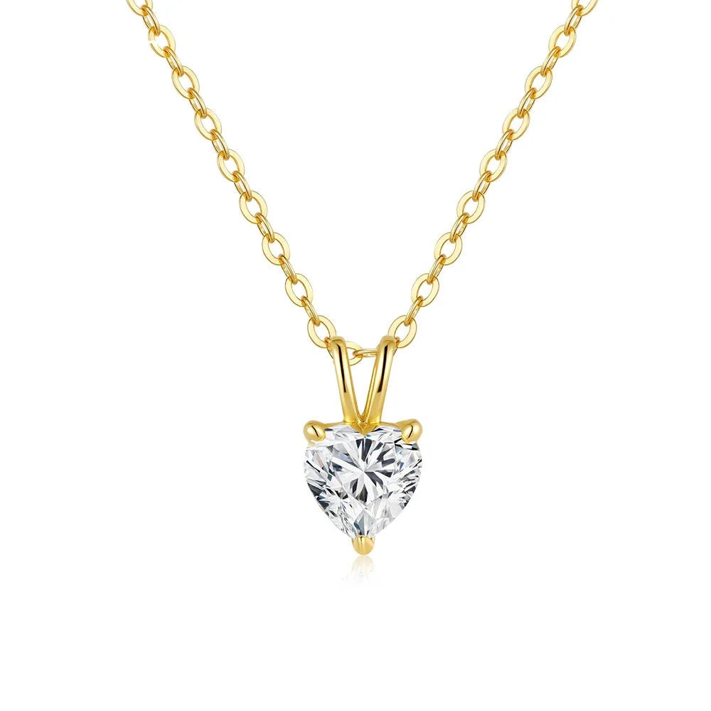 CKT Heart-shaped Love Pendant for Women 14K Gold 0.5ct/1ct Diamond Moissanite Necklace Wedding Fine Jewelry