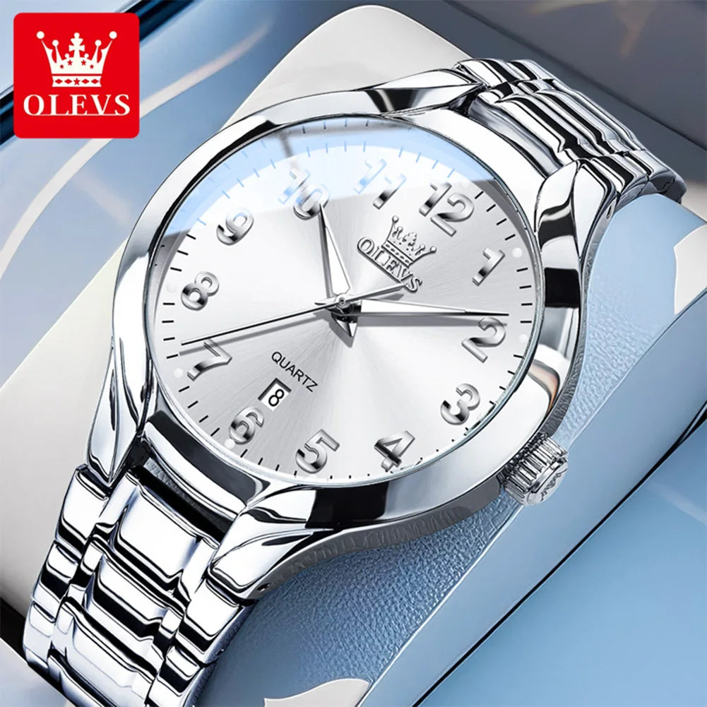 OLEVS 3650 Men Ladies Watch Original Luxury Quartz Watch Waterproof Luminous calendar Stainless Steel Men's brand watches