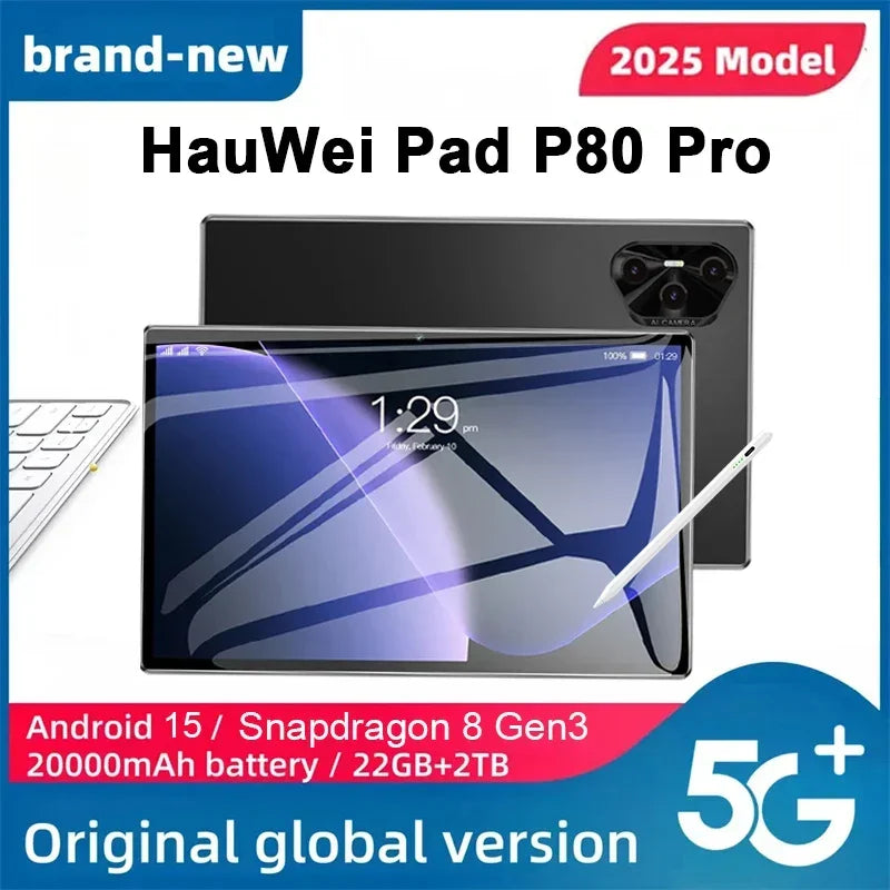2025 Original Hauwei Pad P80 Pro Tablet PC 11Inch HD 4K Screen Android 15 Snapdragon 8 Gen3 Mini PC 5G Network WiFi GPS Tablets