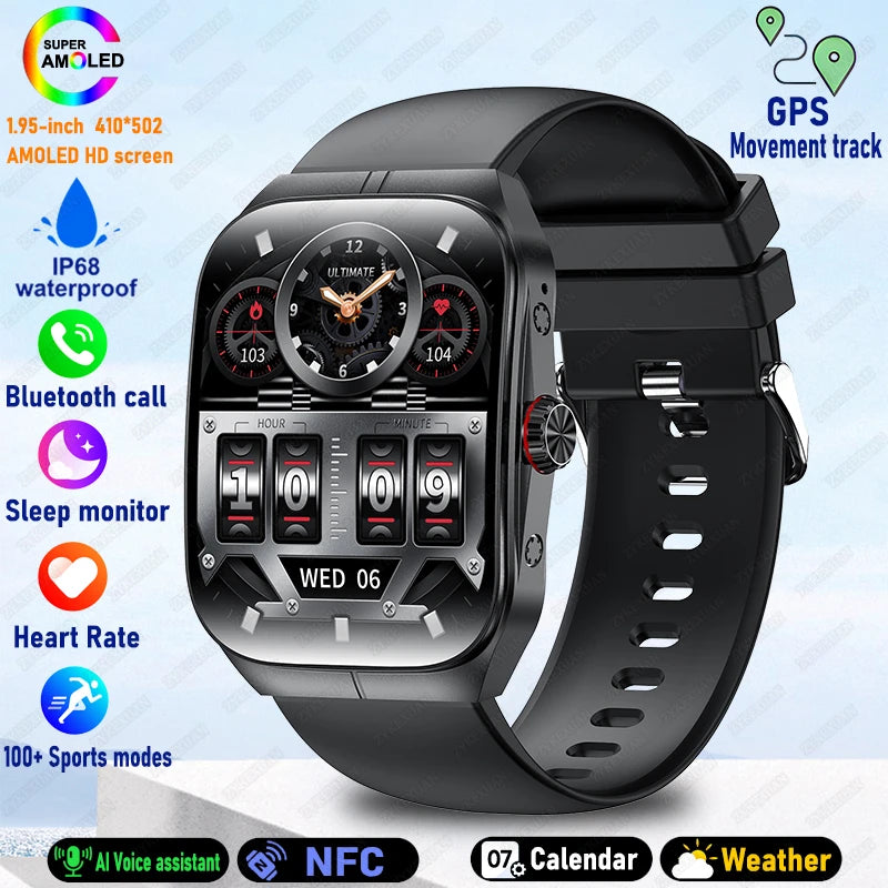 2025 New For OPPO Men Smart Watch Bluetooth Call Sports Watch Heart Rate NFC Waterproof Sports Women Smart Watch For Android iOS