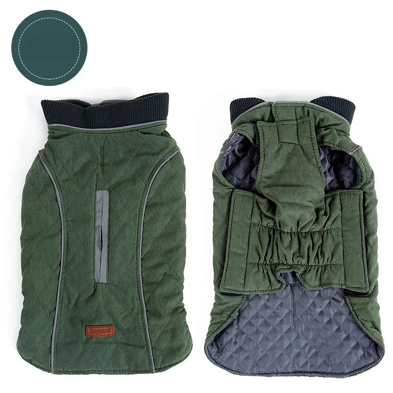 Pet Retro Thickened Warm Dog Clothes Fall and Winter Reflective Dog Jacket Undershirt Pet Sports Training Clothes