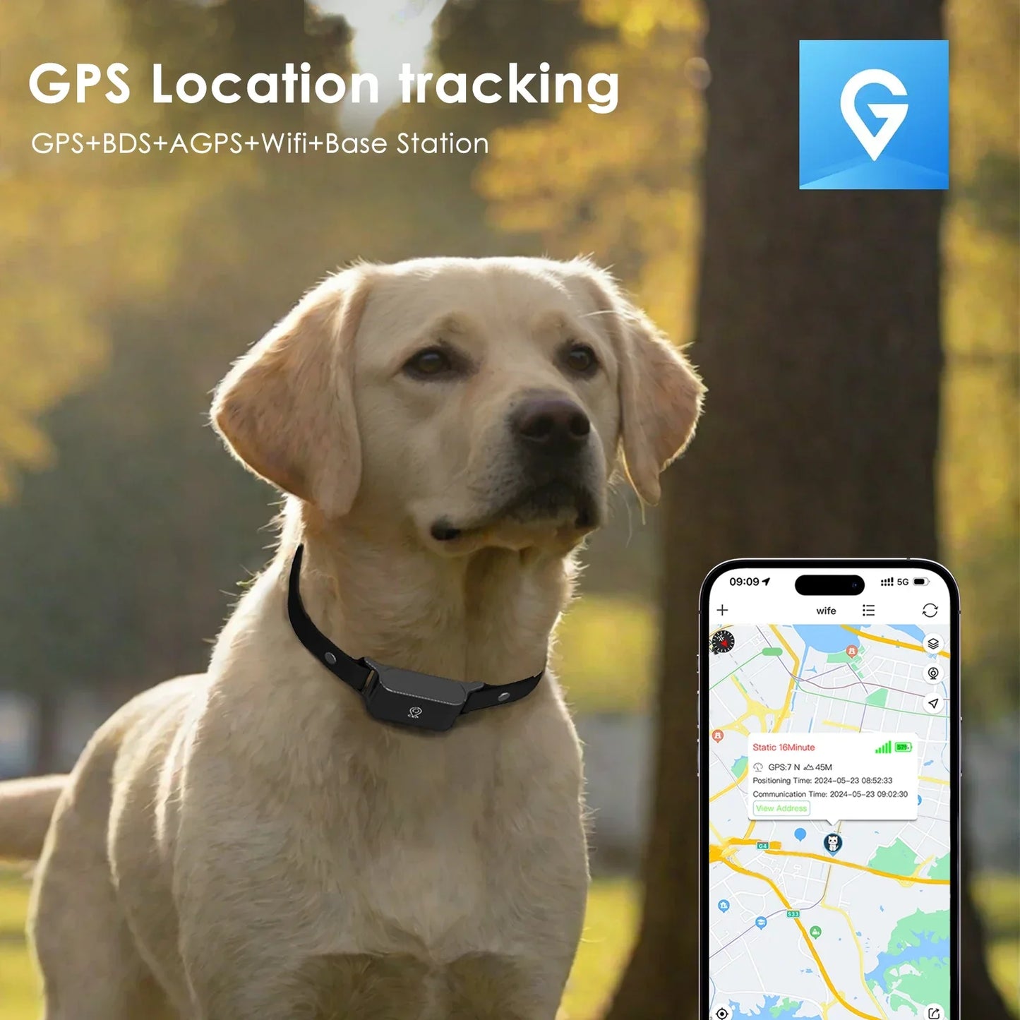 4G GPS Pet Tracker for Dogs Cats Waterproof GPS WIFI Location & Smart Activity Tracker Fashionable neck collar for iOS Android