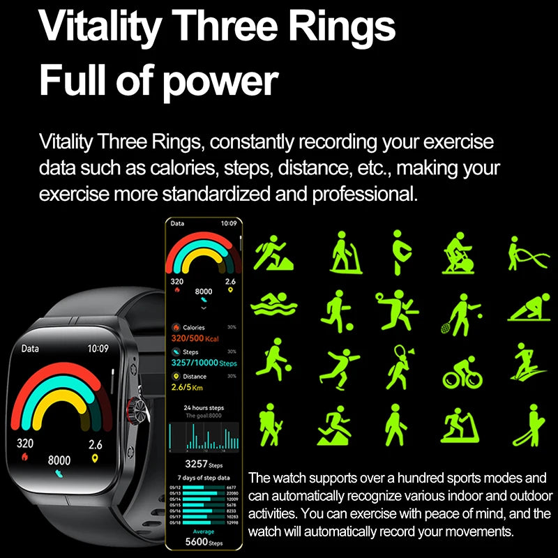 2025 New For OPPO Men Smart Watch Bluetooth Call Sports Watch Heart Rate NFC Waterproof Sports Women Smart Watch For Android iOS