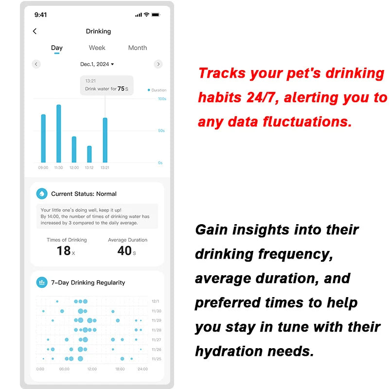 Hiigge Cat Water Fountain SE 70mai Wireless Automatic Pet Drinker for Dog Cats Water Dispenser with data analysis