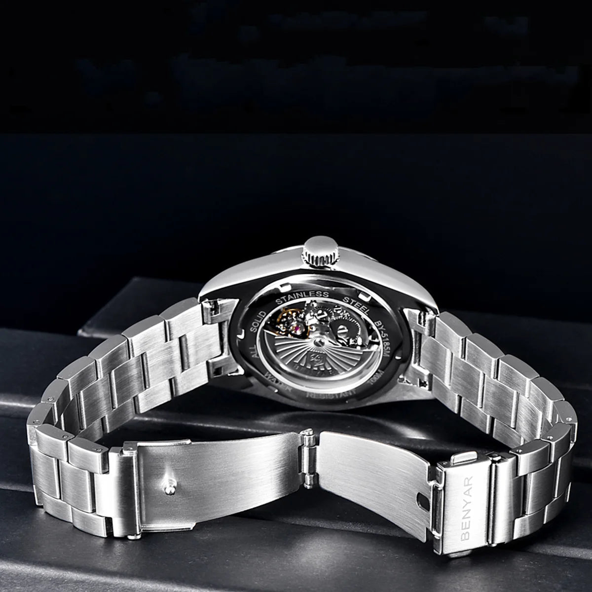 2021 BENYAR Sports Men Mechanical Wristwatches Stainless Steel Automatic Watches Top Brand Luxury 10Bar Waterproof Watch for Men
