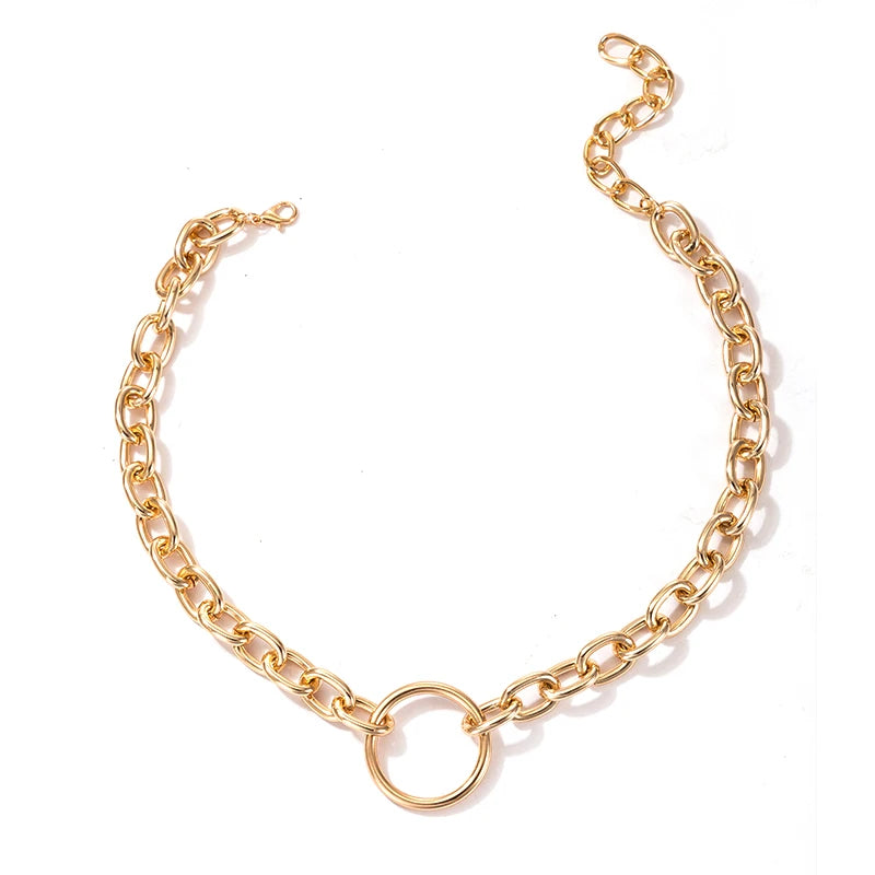 Tocona Punk Gold Color Chain Choker Necklace Trendy Hollow Geometric Alloy Metal Sweater Party Bohemain Jewelry for Women 17073