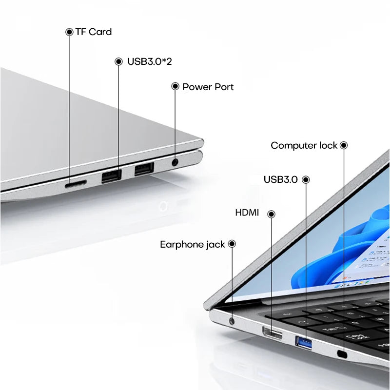 17.3" Computer Laptop intel Celeron N5095 16GB DDR4 1TB SSD Windows 11 Fingerprint Office Laptops Notebook Computer Portable PC