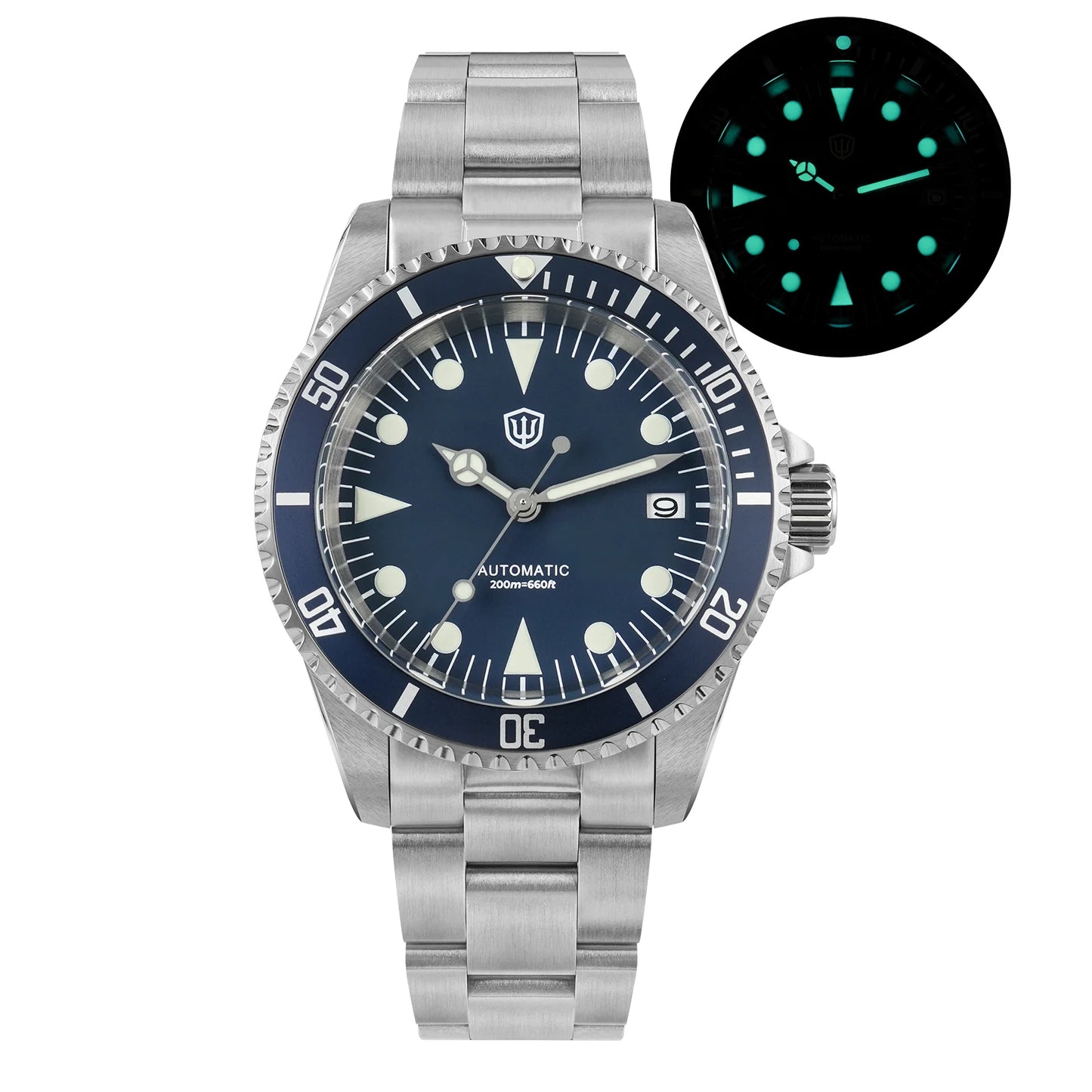 Watchdives WD5513 V2 Watch NH35 Automatic Movement Sapphire Crystal 20Bar Waterproof C3 Luminous 38mm Sub Vintage Watches