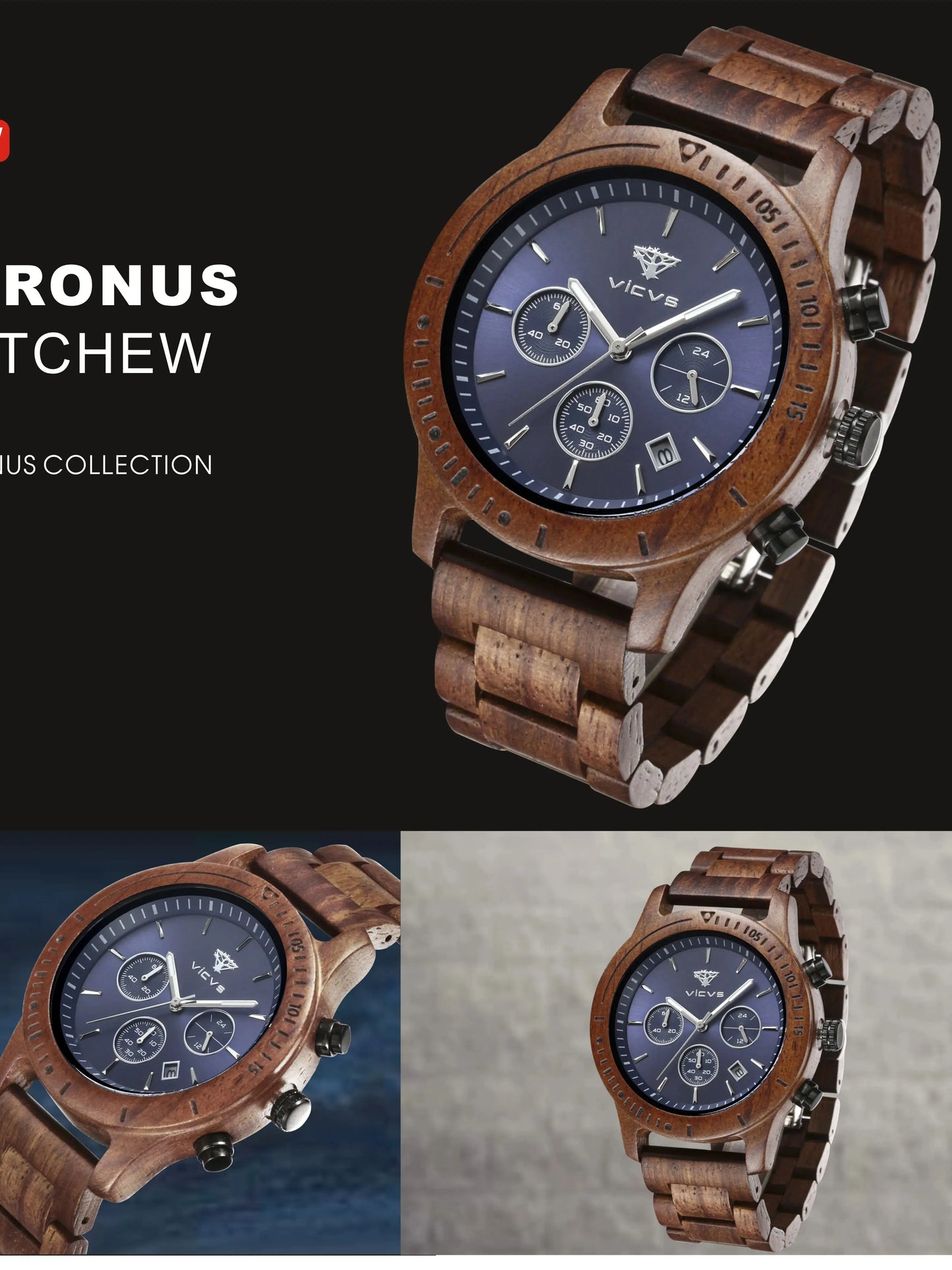 VICVS Wooden Quartz Watch Men Watches Casual Wristwatch For Men Unique Gift
