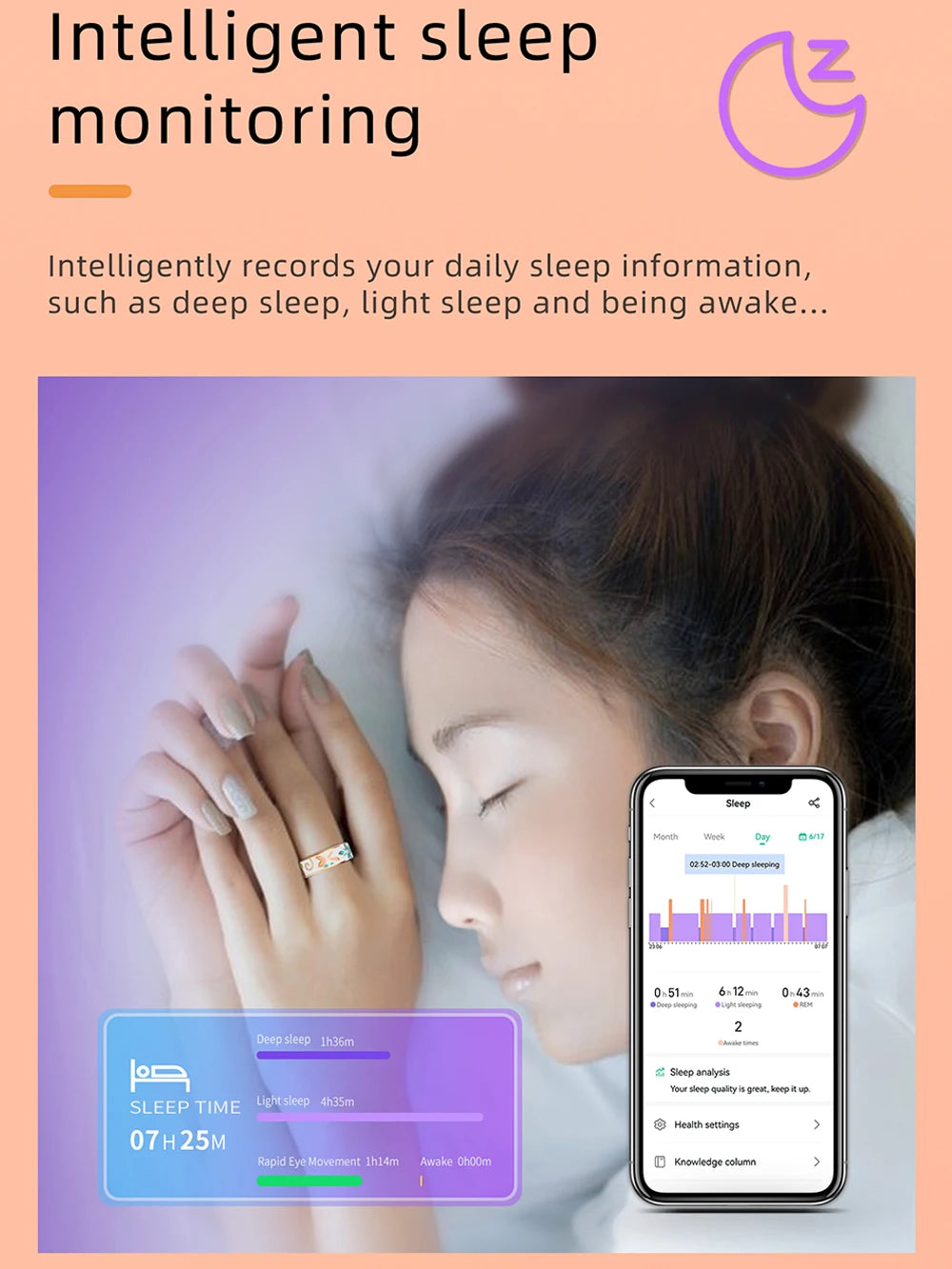 Color Enamels Craftsmanship Smart Ring for Women Sleep Monitoring Blood Oxygen Measurement Blood Pressure Multi-sports Modes