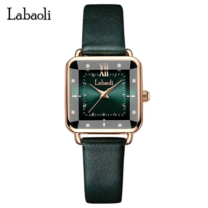 Women Watches Fashion Green Square Leather Quartz Watch High-Quality Luxury Waterproof Ladies Wristwatch Girlfriend Gift