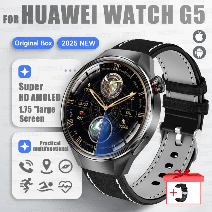 2025 New For HUAWEI Watch G5 PlUS Smart Watch Men 1.75" HD AMOLED Screen GPS track Heart Rate Bluetooth Call Compass SmartWatch