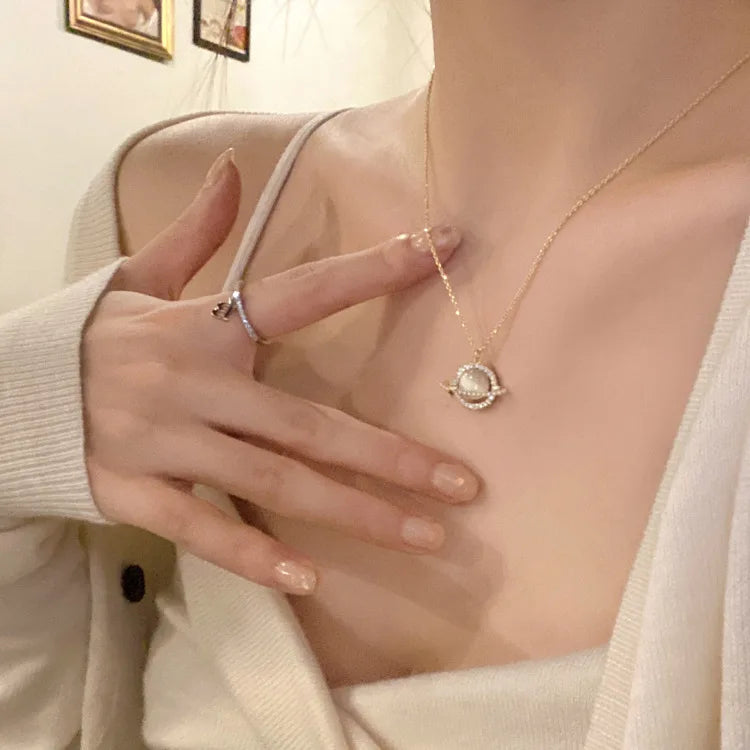 Sweet Kpop Colored Zircon Square Rhinestone Pendant Necklace For Women Y2K Korean Fashion Hoop Metal Choker Collar Jewelry Gift