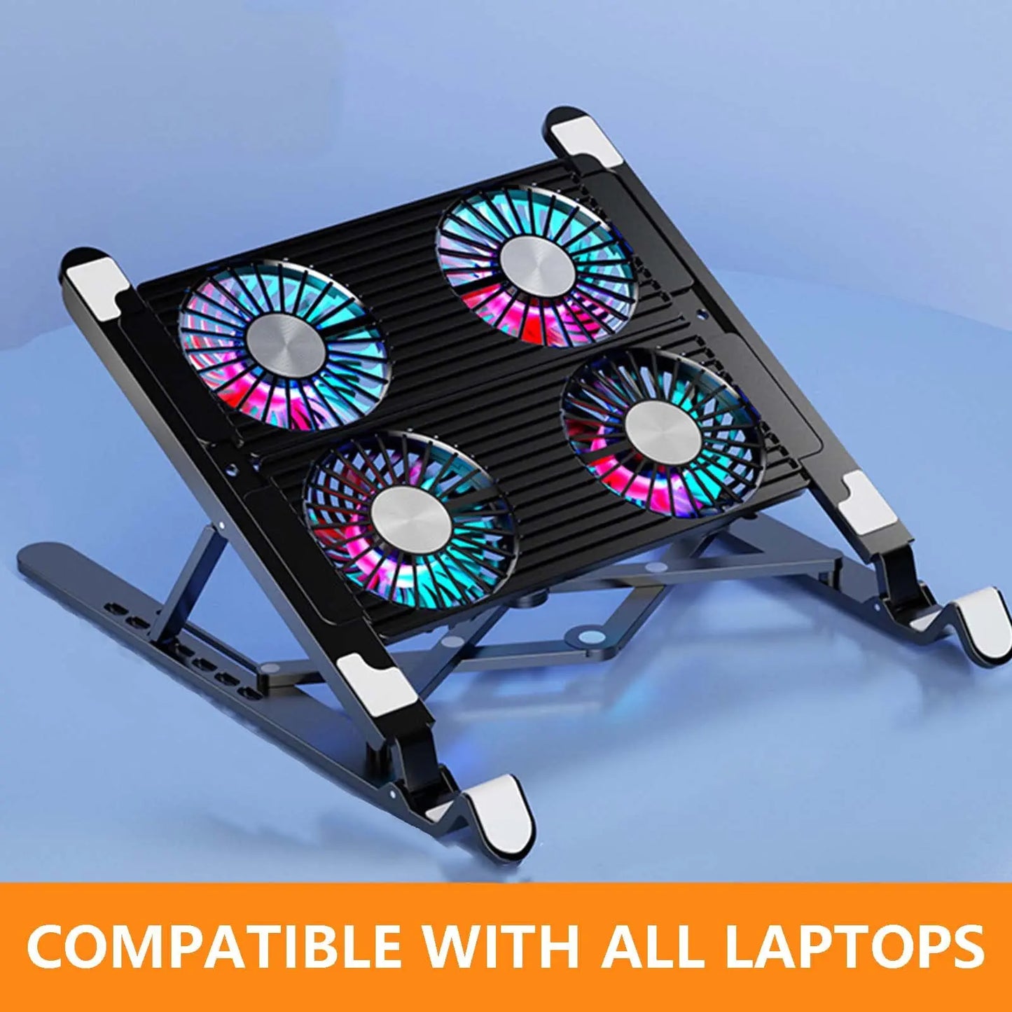 New Foldable Laptop Cooler Base Stand Portable Adjustable Notebook Stand for 13-17.3 Inch Laptop with 2/4 Fans