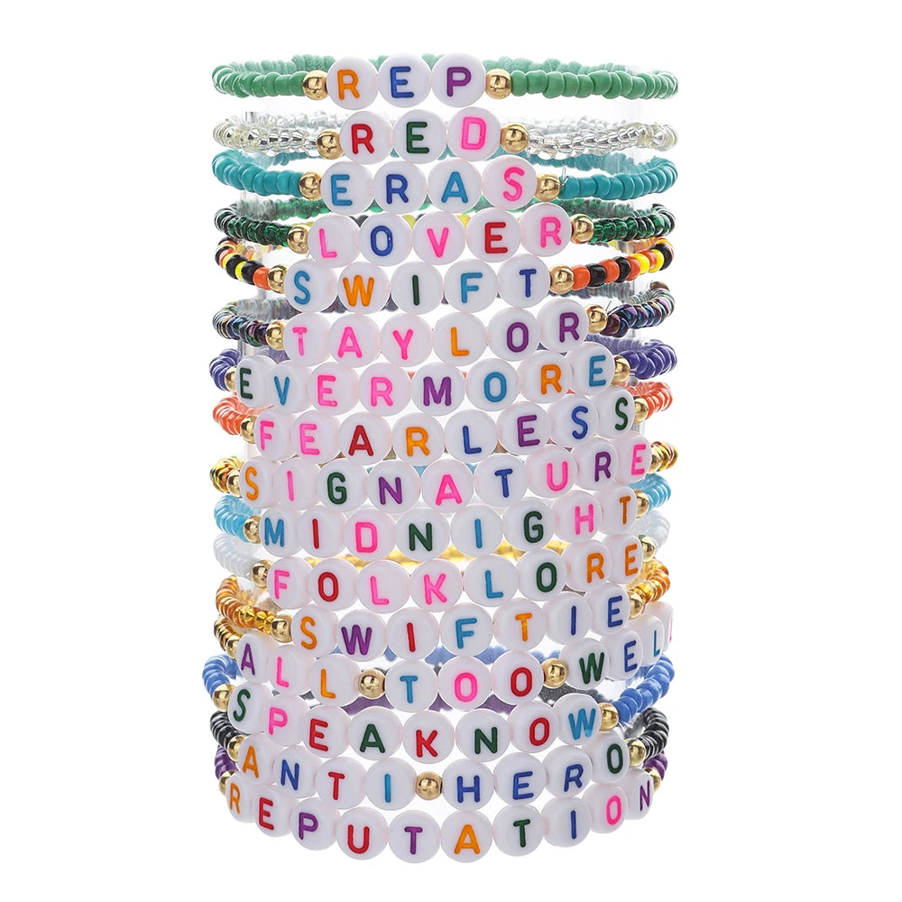 New In Simple Colorful Polymer Clay Smiling Face Love Pearl Bracelet Set Emotional Bracelet for women scene vintage jewelery