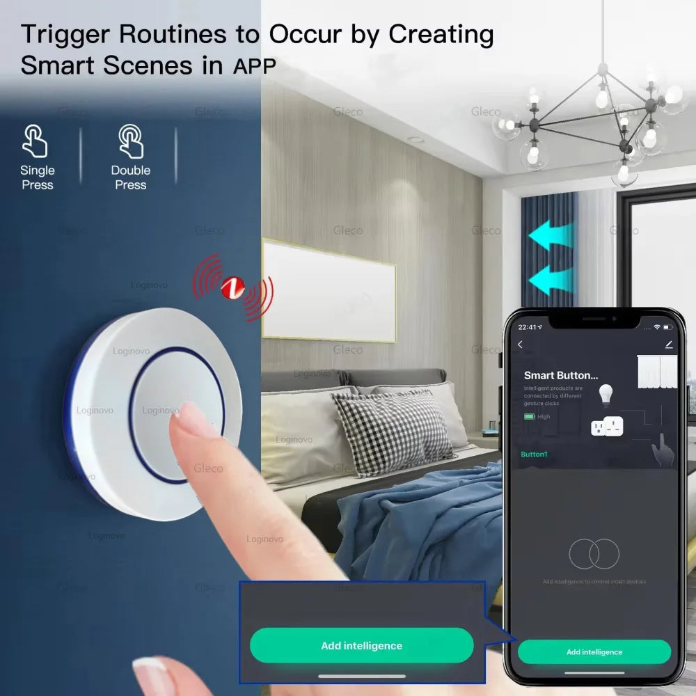 Tuya ZigBee Scene Button Push Switch Smart Life Home Automation Scenario Controller Battery Powered Intelligent Linkage Devices