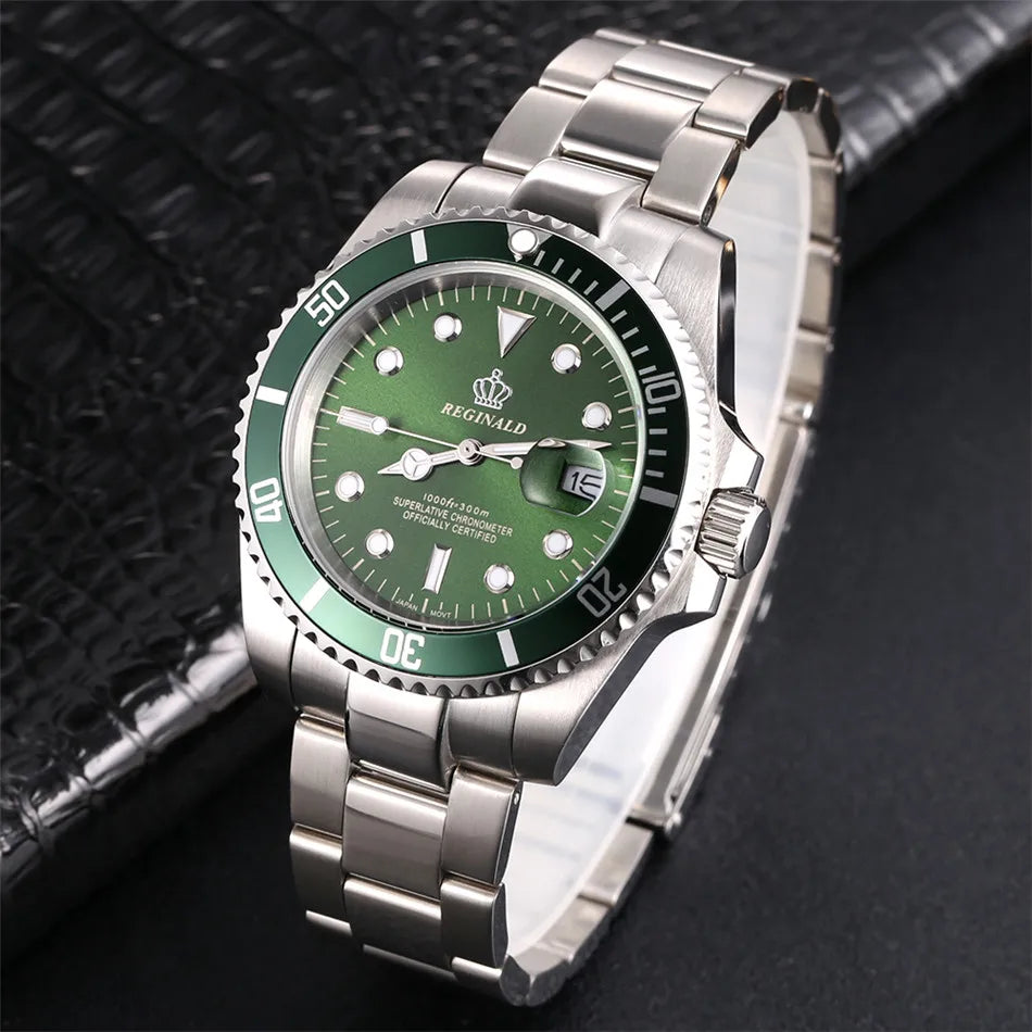 Fashion Man Watch 2022 Top Brand Reginald Men Sports Watches Rotatable Bezel Gmt Sapphire Glass Date Full Stainless Steel Gifts